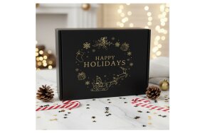 ΚΟΥΤΙ ΜΑΥΡΟ COURIER HAPPY HOLIDAYS 25x20x10cm ΣΕΤ/50